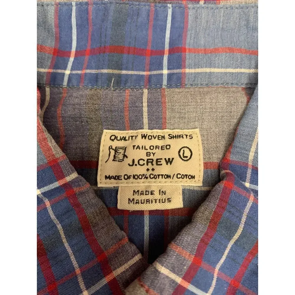 J. CREW Men’s Blue/Red Plaid Quality Woven Tailored Shirt / Size: Large